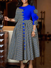 Elegant O Neck Cinched Waist Maxi Dress